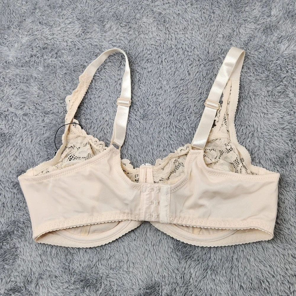 Curvy Couture Bra Womens 38D Nude Tulip Lace‎ Push Up Underwire Bombshell Nude